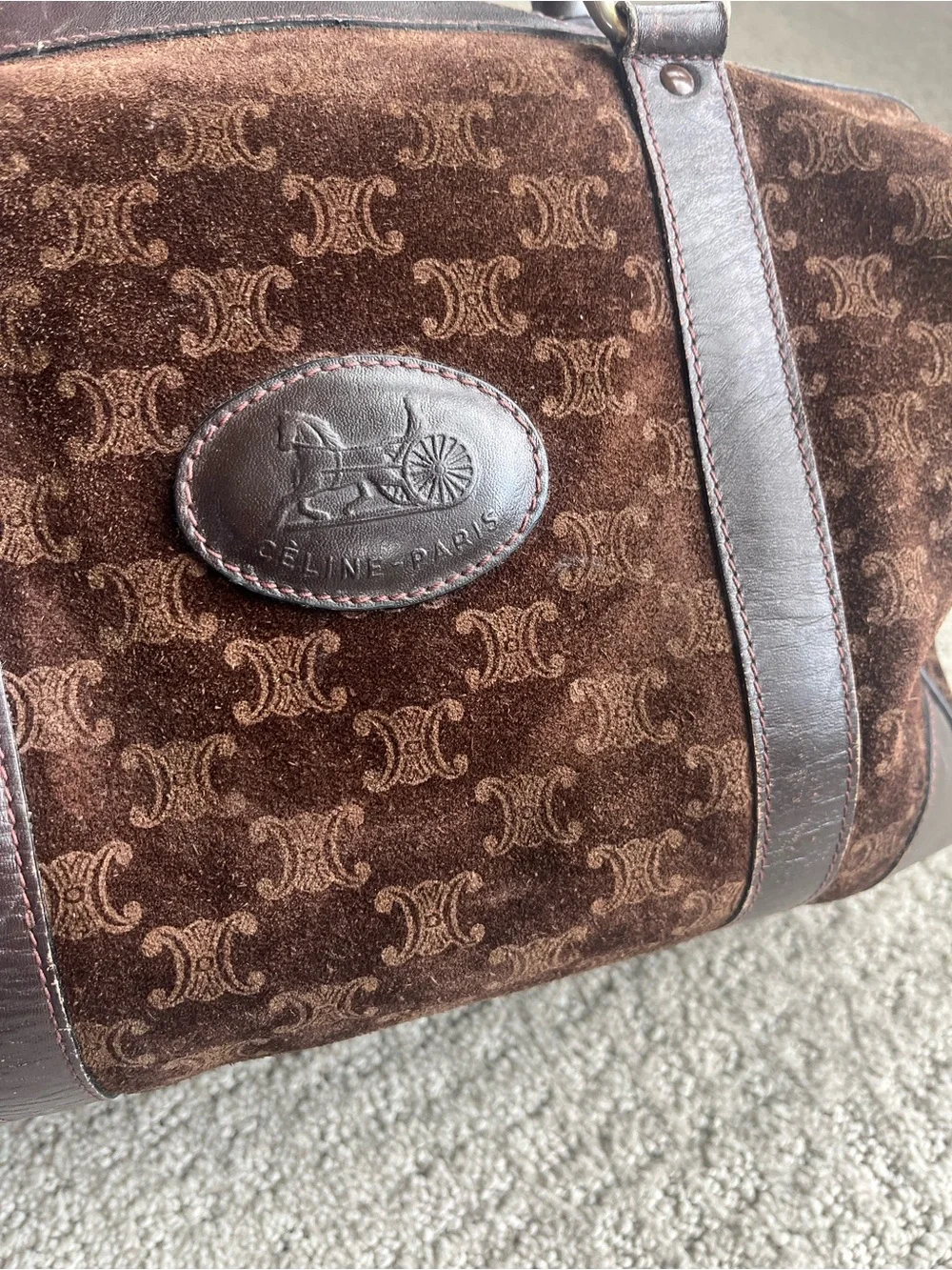 Celine vintage macadam suede Boston bag